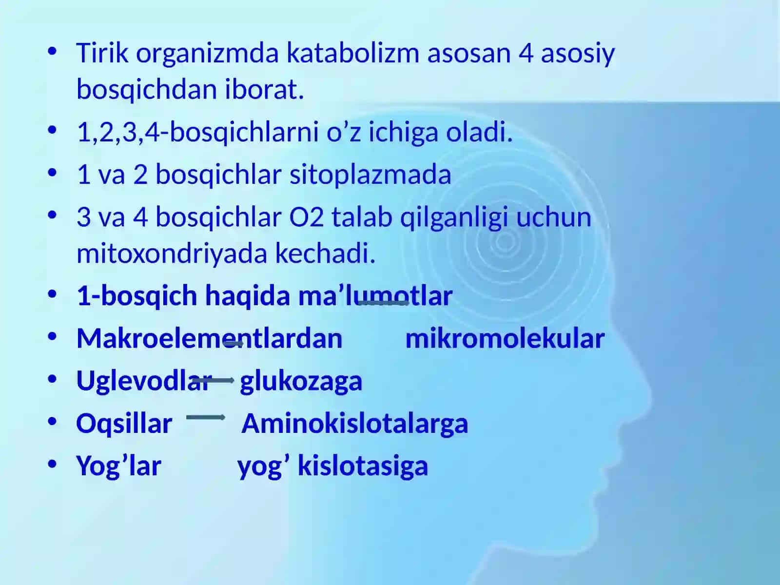 Katabolizmning umumiy yo’llari.Gipoenergetik holatlar 2