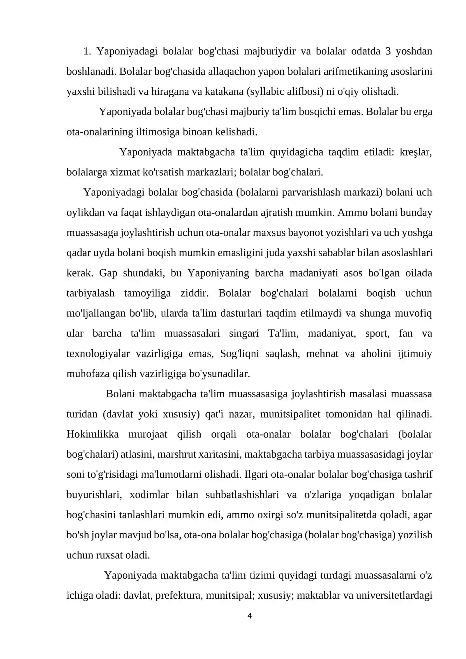 Yaponiya ta’lim tizimida maktabgacha ta’limning o’rni va uning o’ziga xos xususiyatlari 2
