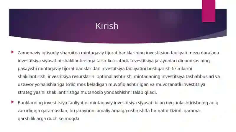 Banklarning investitsiya faoliyatida kapital qurish 2