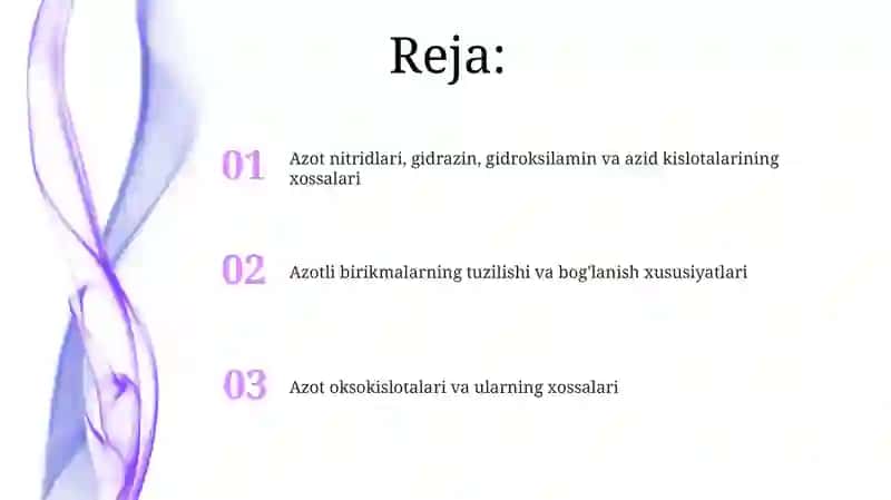 Azot nitridlari, gidrazin, gidroksilamin va azid kislotalarining xossalari 2