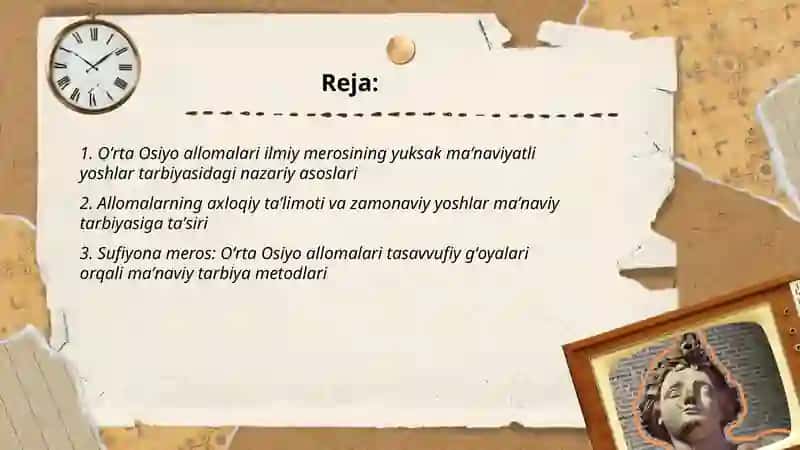 Oʻrta Osiyo allomalari ilmiy merosining yuksak maʼnaviyatli yoshlar tarbiyasidagi nazariy asoslari 2