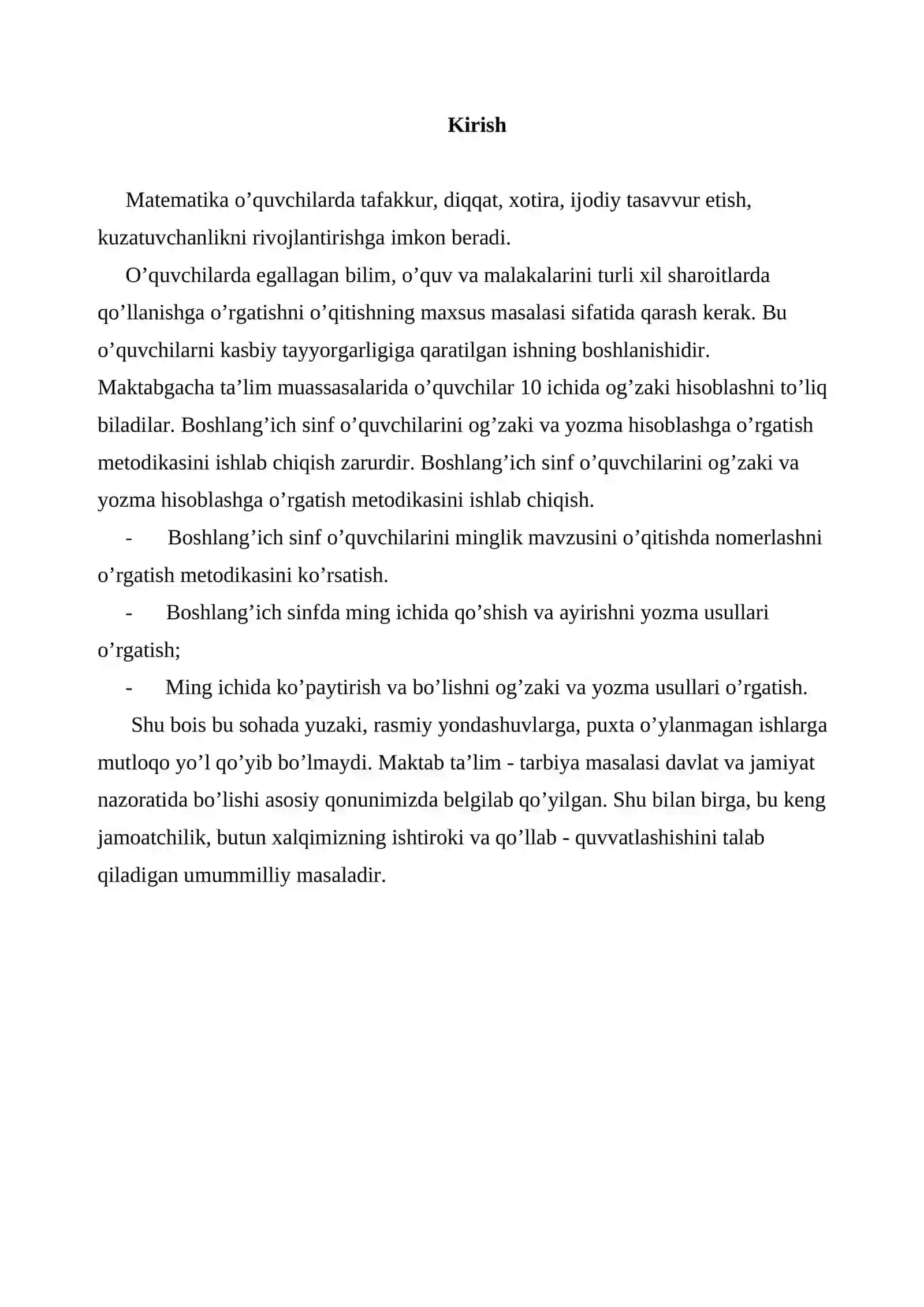 Boshlang’ich sinf o’quvchilarini minglik mavzusini o’qitishda nomerlashni o’rgatish metodikasi 2
