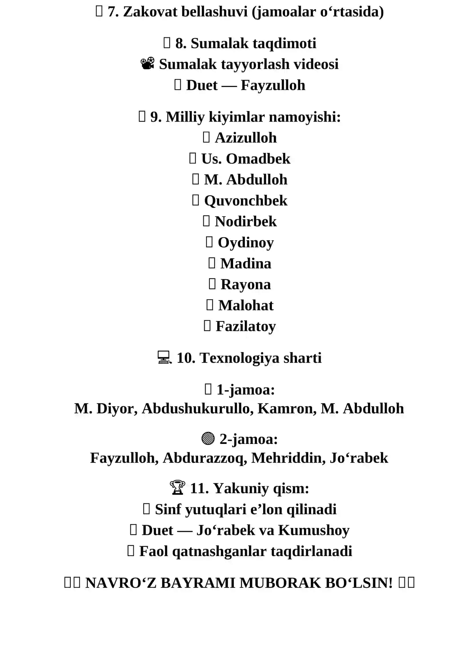 Navroʻz Bayrami Tadbiri Dasturi 2