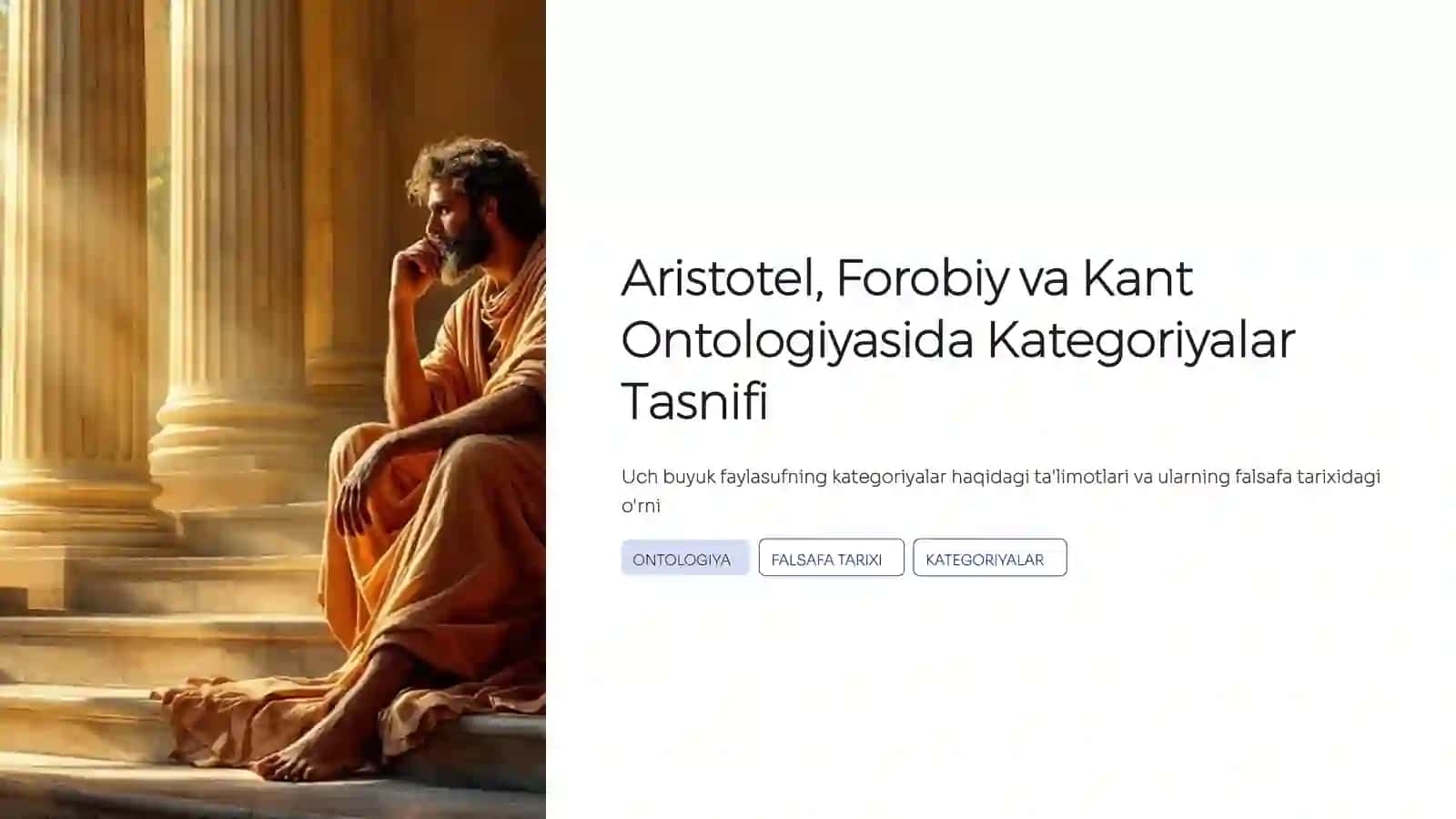 Aristotel, Forobiy va Kant Ontologiyasida Kategoriyalar Tasnifi 2