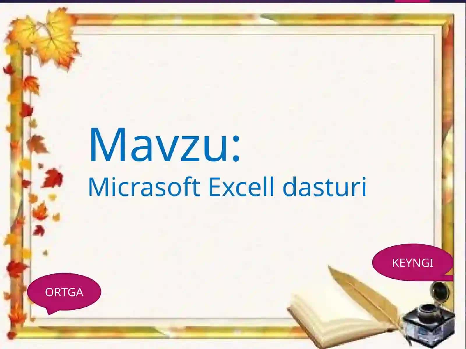 Micrasoft Excel dasturi 2
