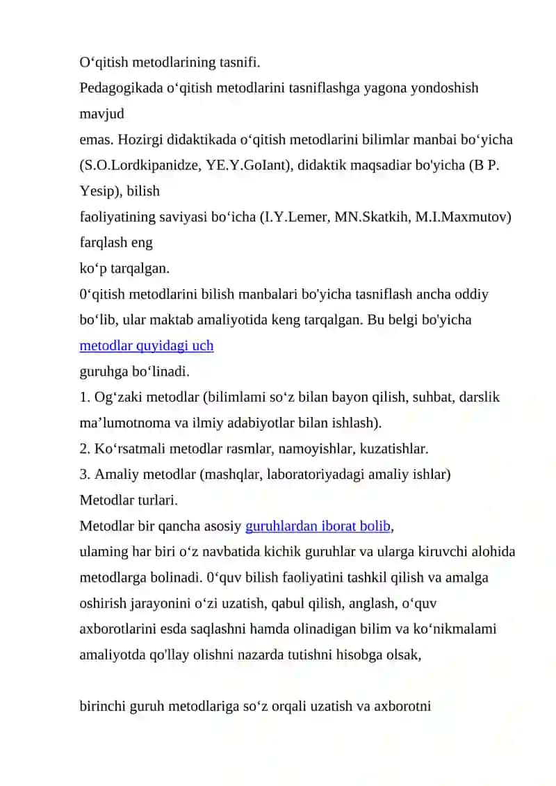 METODLARNI TASNIFLASH USULLARI 2
