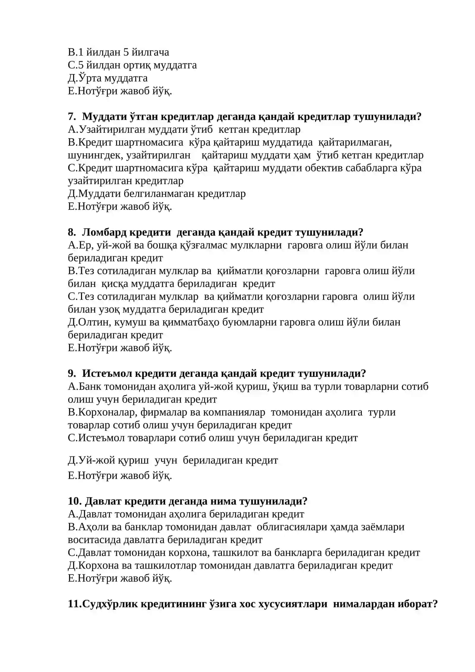 Кредит ва кредит бериш 2
