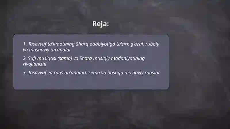 Tasavvuf ta'limotining Sharq madaniyatiga ta'siri 2