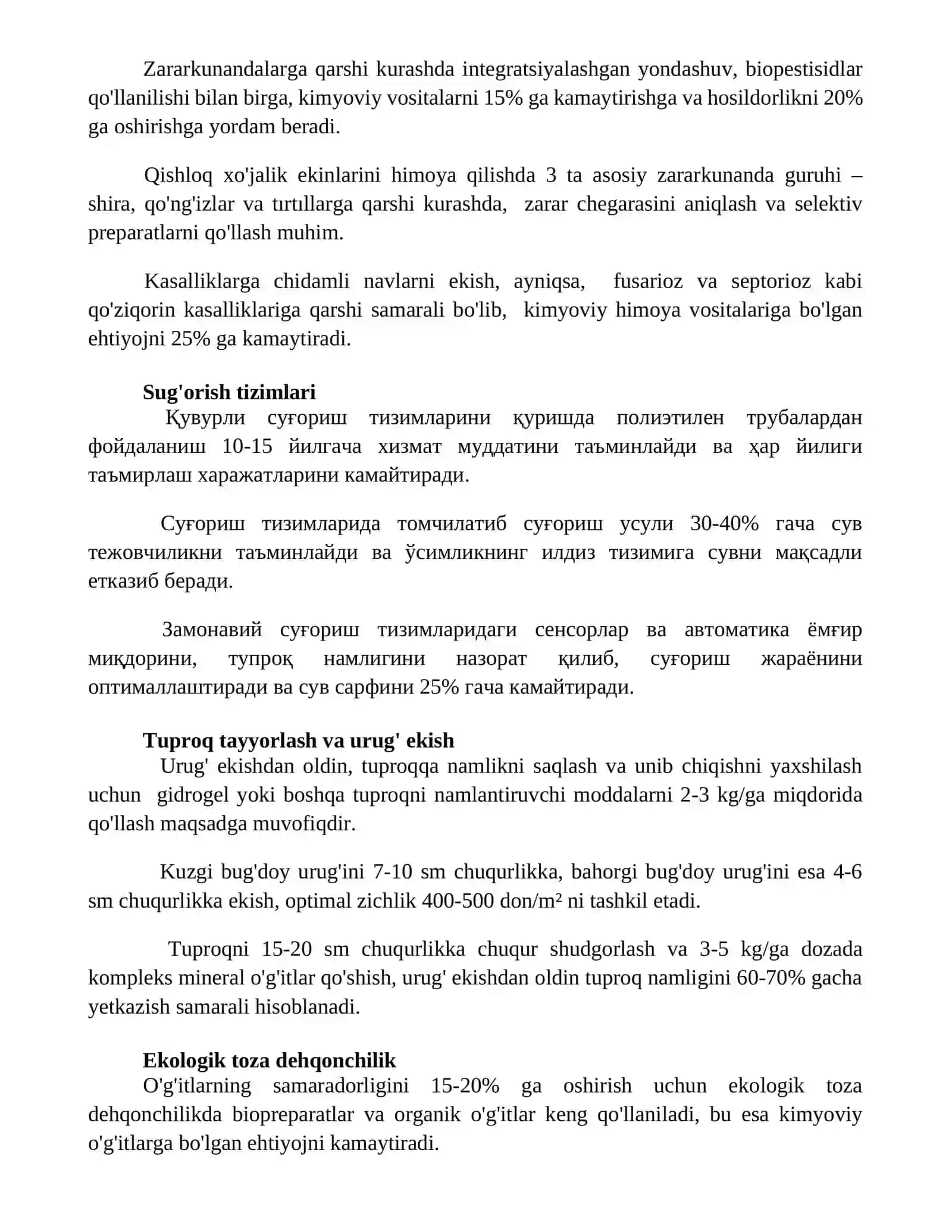 Lalmi yerlarda kuzgi va bahorgi buğdoy yetishtirish texnologiyasi 2