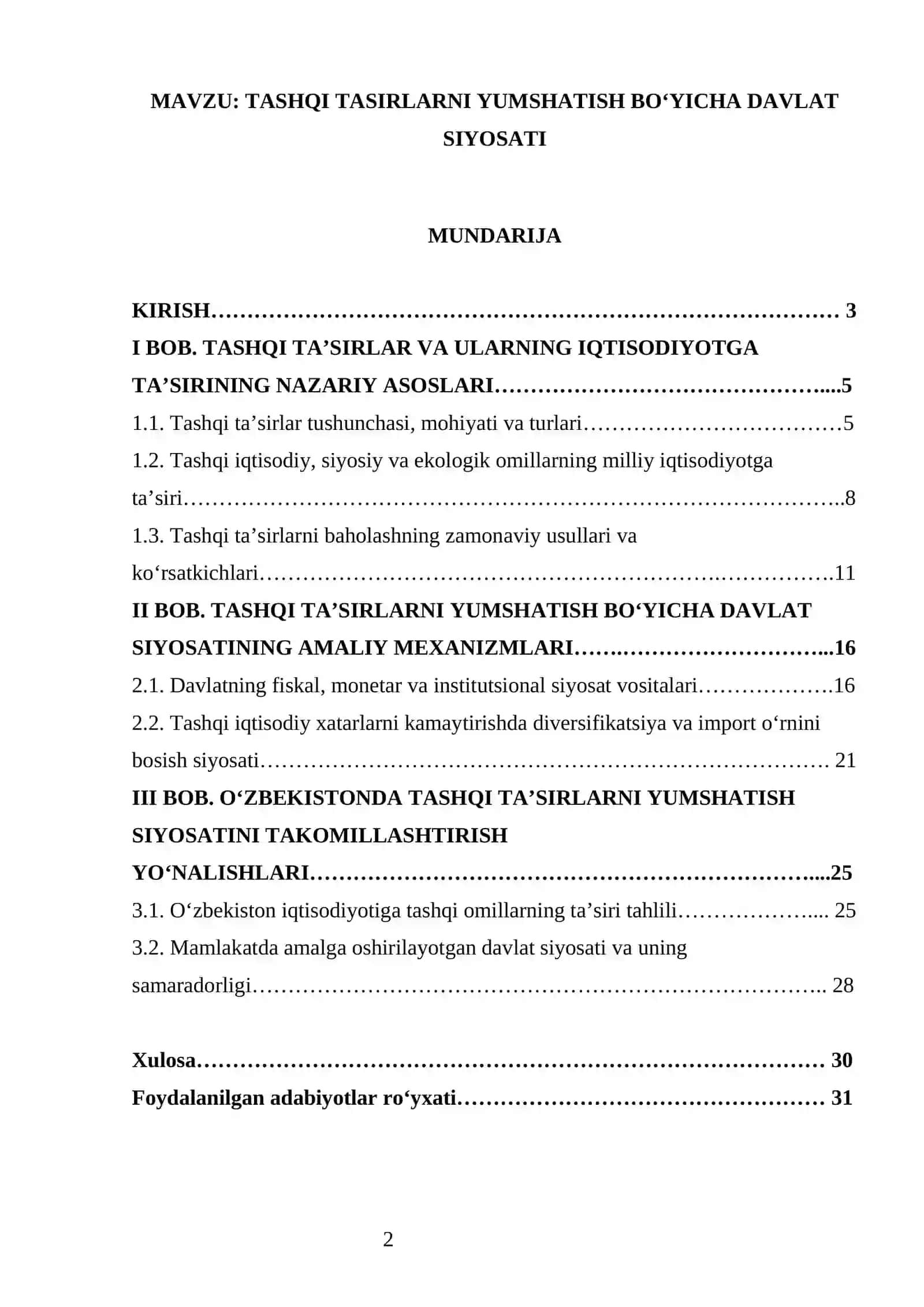 TASHQI TASIRLARNI YUMSHATISH BO‘YICHA DAVLAT SIYOSATI 2
