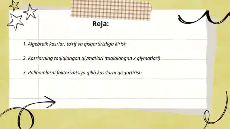 Algebraik kasrlar 2