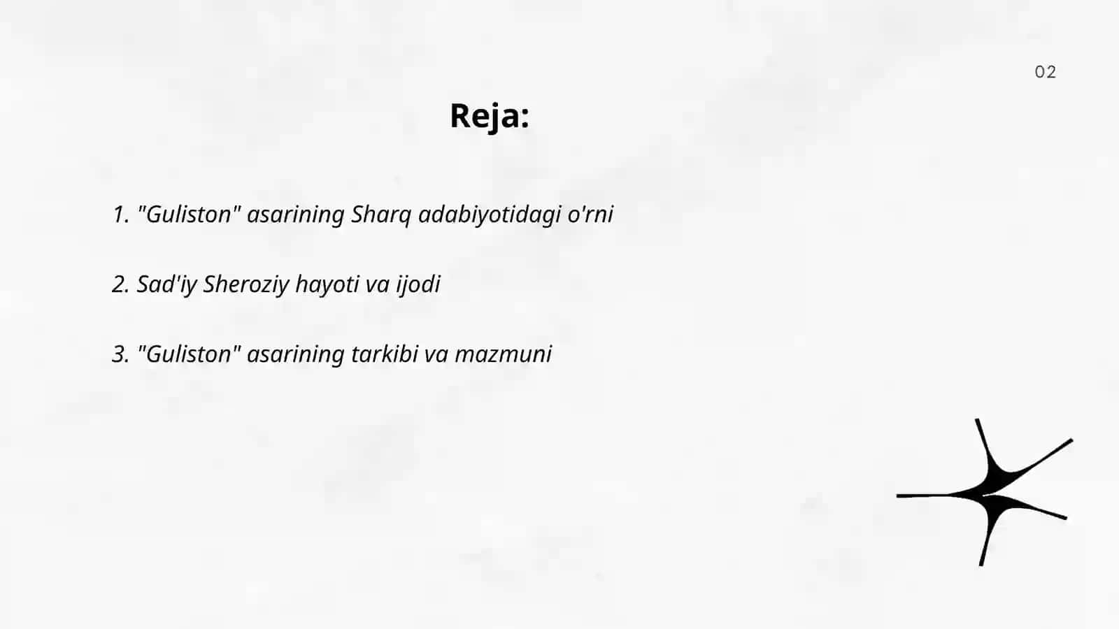Sad'iy Sheroziy "Guliston" asarining Sharq adabiyotida tutgan o'rni 2