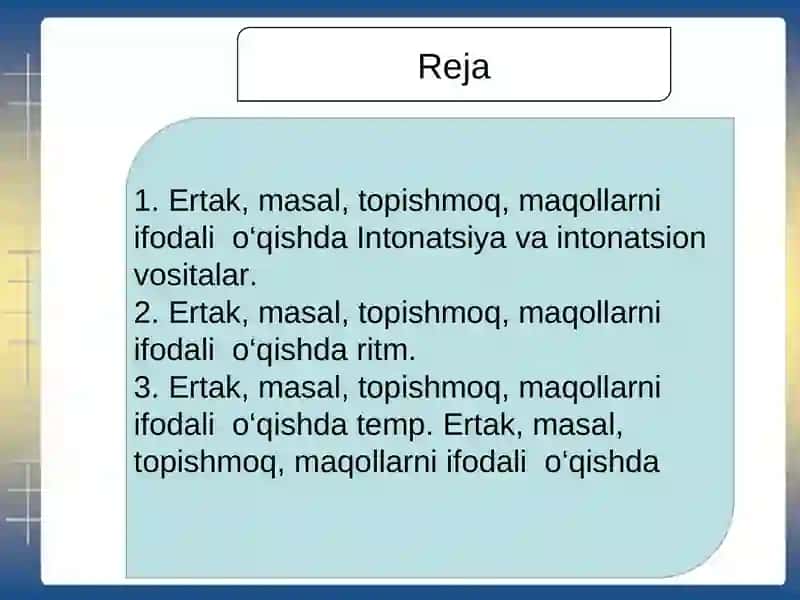 Ertak, masal, topishmoq, maqollarni ifodali o‘qish 2