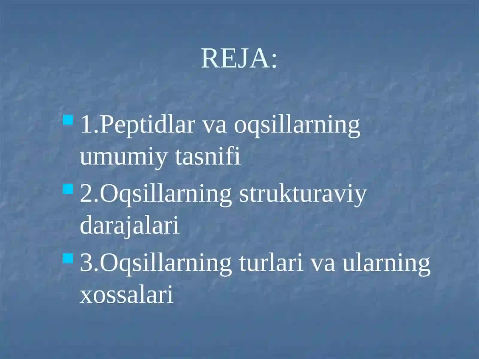 Oqsillar va peptidlarning sinflanishi va biologik ahamiyatining sinflanishi va biologik ahamiyati 2