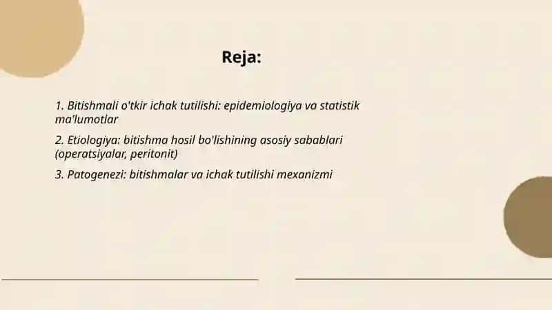 Bitishmali o'tkir ichak tutilishi (Kavshar kasalligi) 2