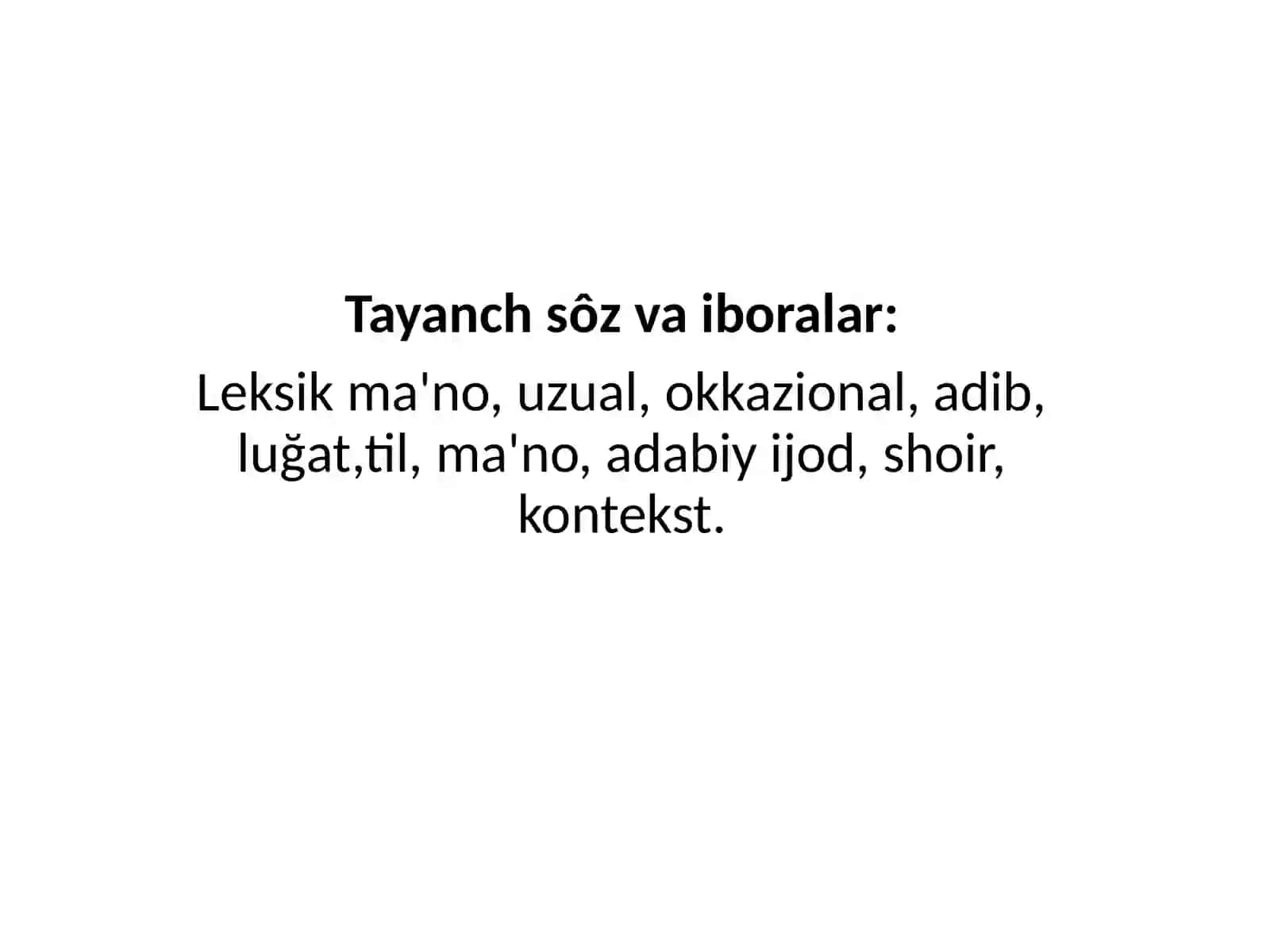 Uzual va okkazional leksikma'nolar 2