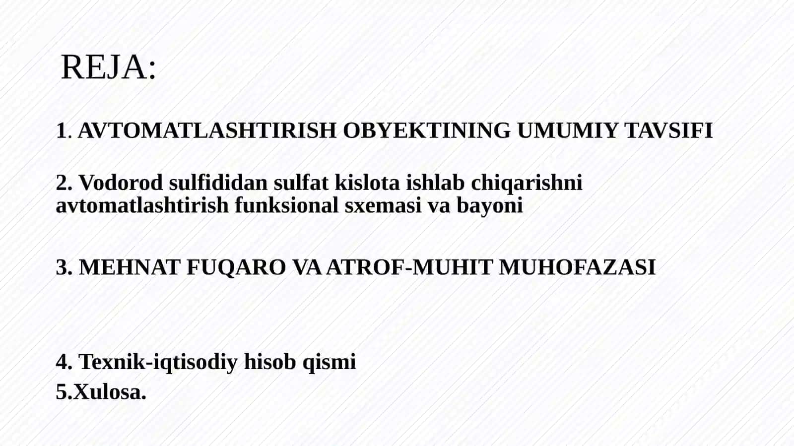 Vodorod sulfididan sulfat kislota olish jarayonini avtomatlashtirish 2