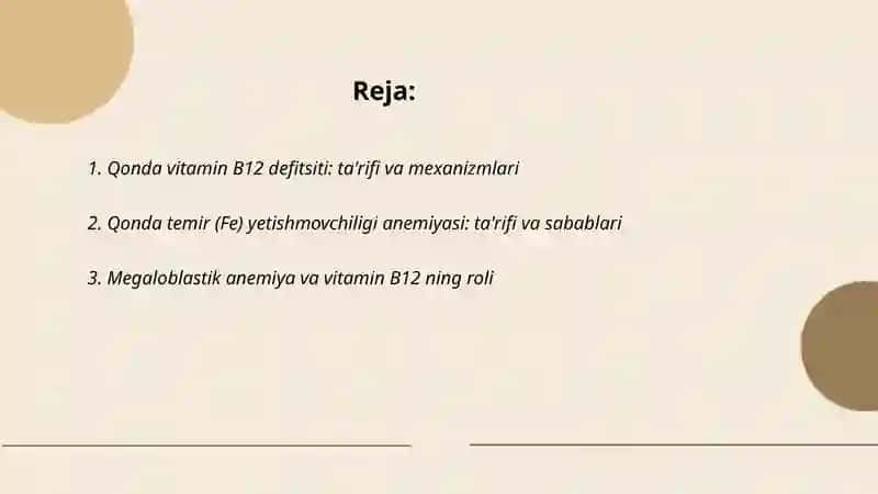 Qonda vitamin B 12 va Fe anemiyasi 2