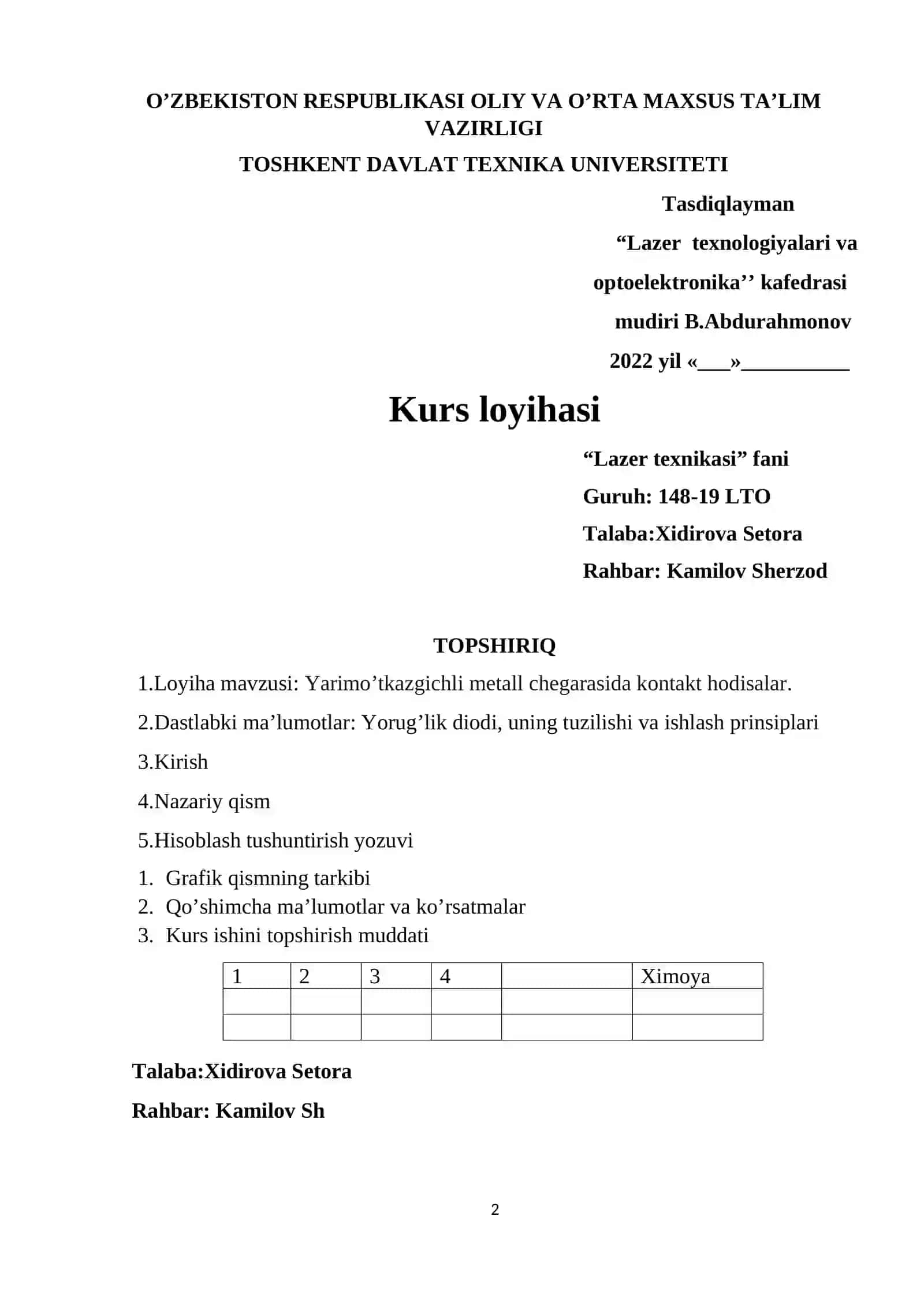 Yarimo'tkazgichli metal chegarasida kontakt hodisalar 2