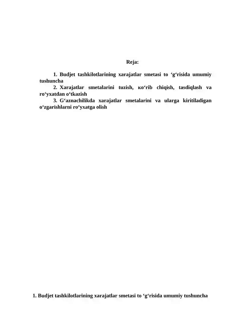 Byudjet tashkilotlari xarajatlar smetasini tuzish va tasdiqlash hamda unga o’zgartirish kiritishdagi muammolar va ularning yechimlari 2