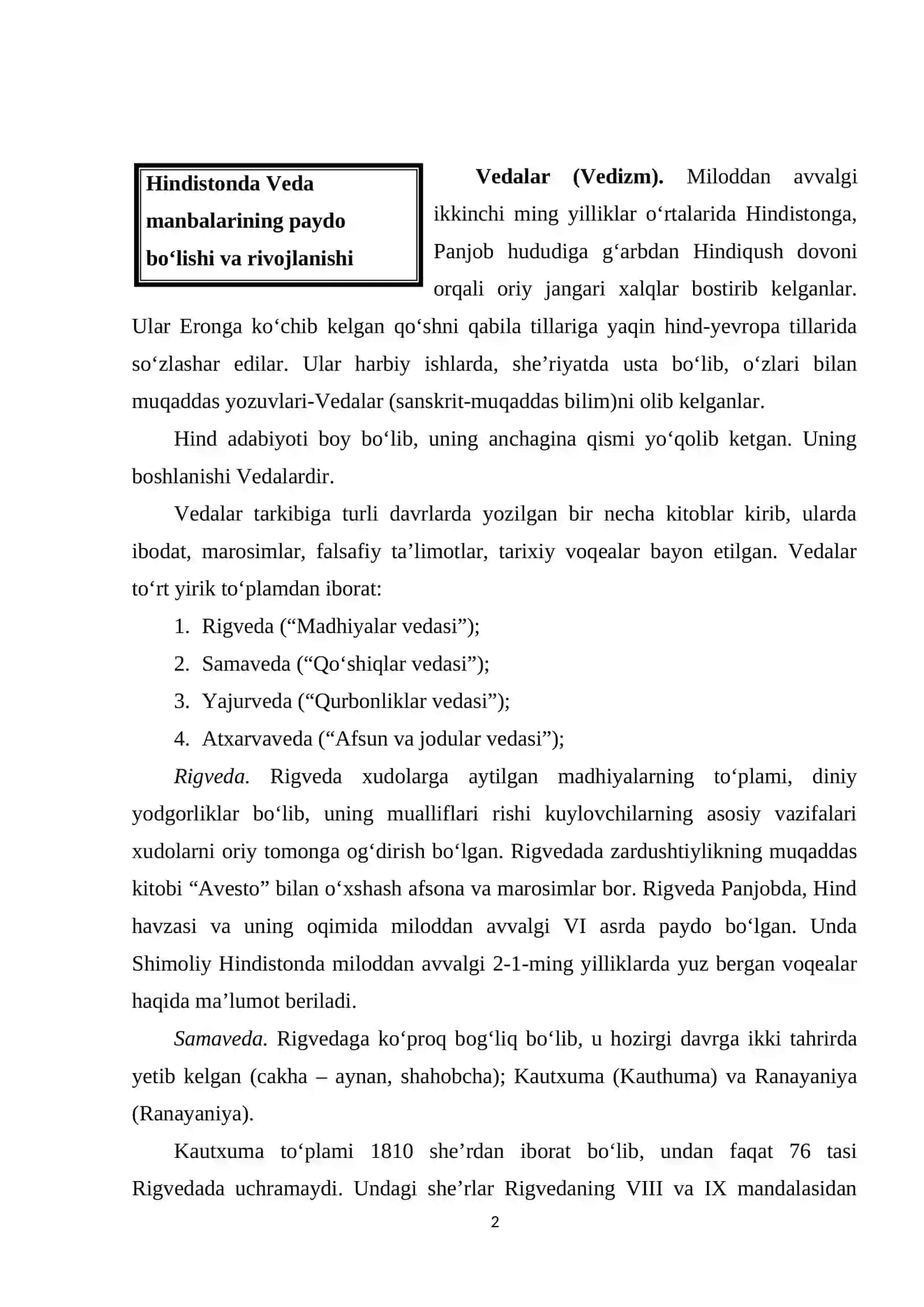 Hindistonning dastlabki madaniyat markazlari 2