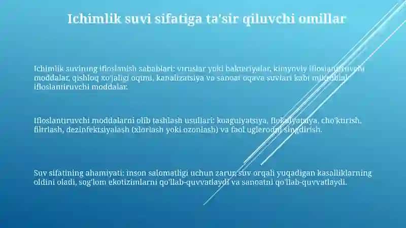 Ichimlik Suvi Sifatini Yaxshilashning Asosiy Usullari 2