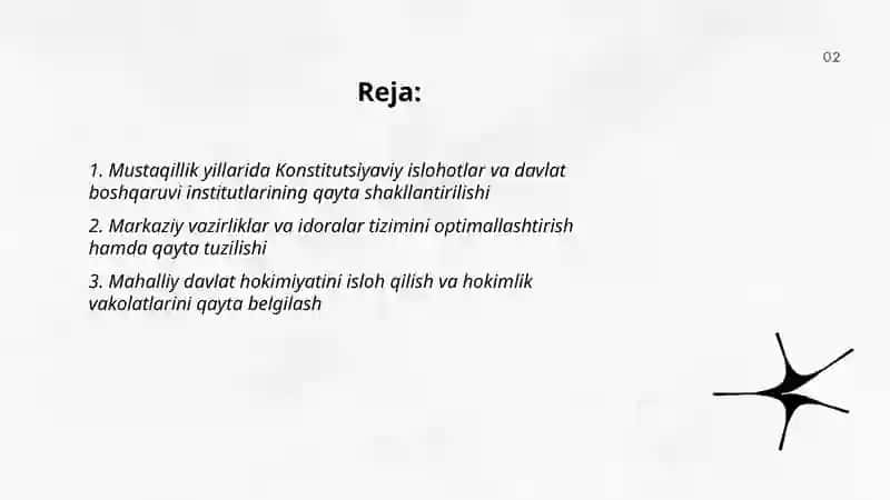 Konstitutsiyaviy islohotlar va davlat boshqaruvi institutlarining qayta shakllantirilishi 2