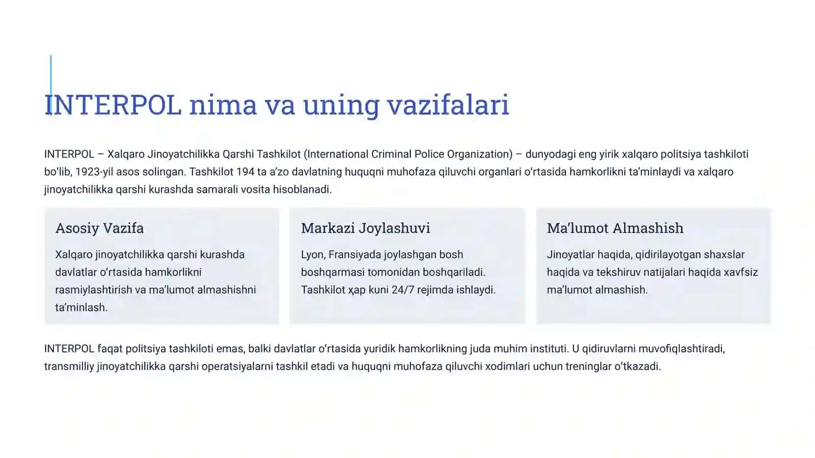 INTERPOL: Xalqaro Jinoyatchilikka Qarshi Hamkorlik Tarmogʻi 2