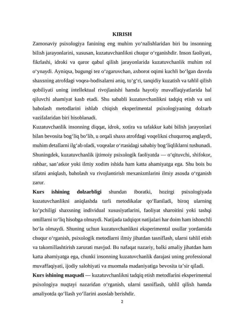 KUZATUVCHANLIKNI TADQIQ ETISH METODLAR TASNIFI 2