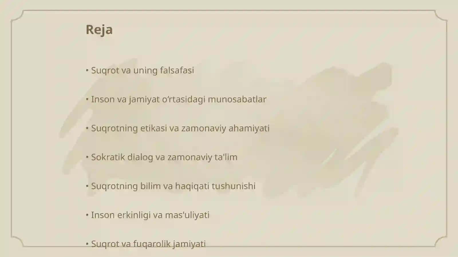Suqrotning jamiyat va inson o‘zaro munosabatlari 2