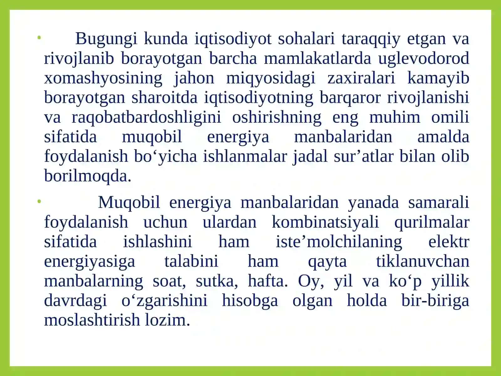 Uglevodorod xomashyosining rivojlanishi 2