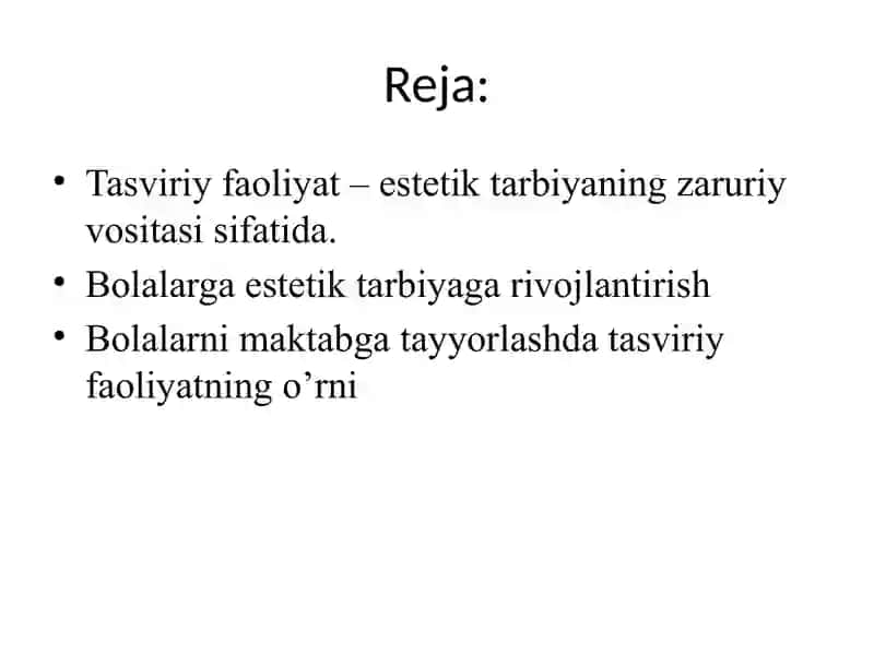 Maktabgacha  yoshdagi bolalarni  har  tomonlama rivojlantirishda tasviriy faoliyatning ahamiyati. 2