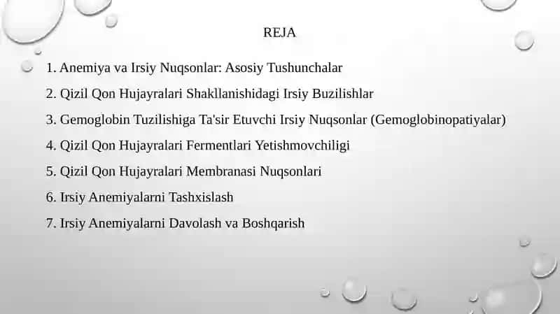 Anemiya va Irsiy Nuqsonlarning Anemiya Rivojlanishiga Ta'siri. 2