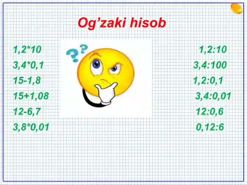 O’nli va oddiy kasrlar ustida amallar 2