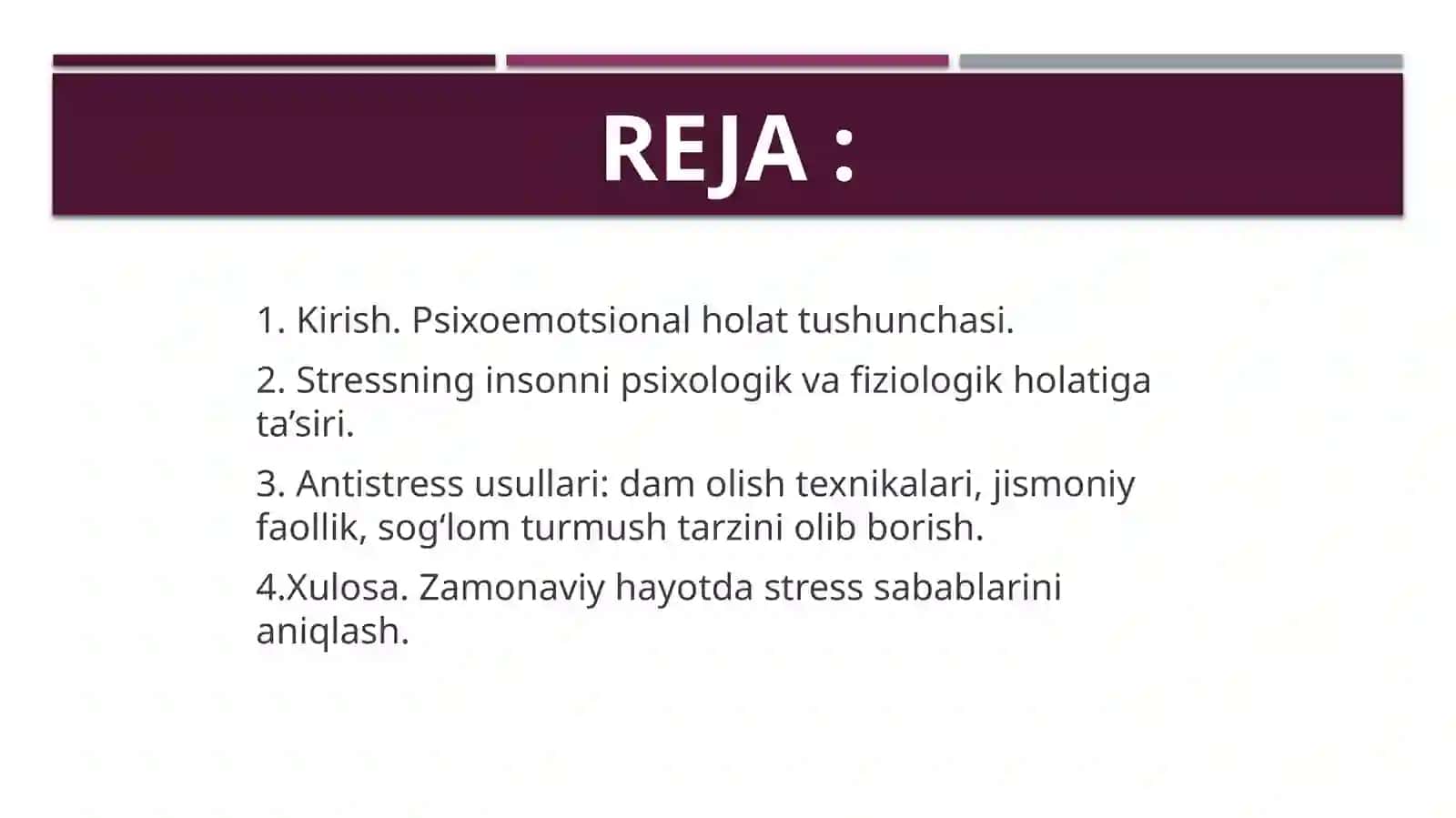 Psixoemotsional holat. Antisitresta’sirlar 2