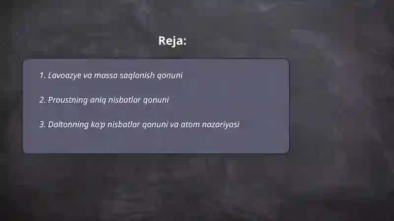19asr kimyosi Miqdoriy qonunlar davri 2