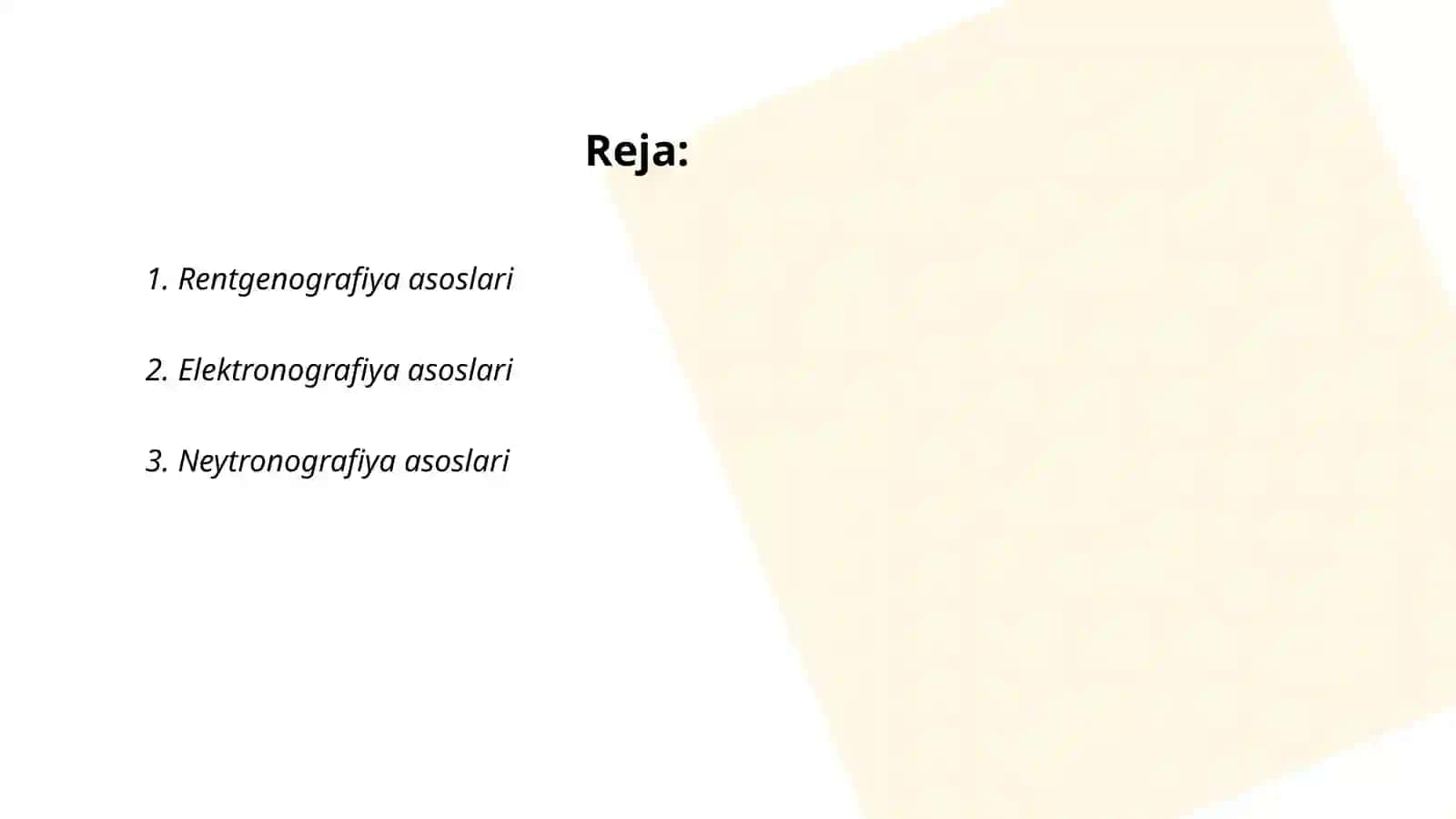 Rentgenografiya, elektronografiya va neytronografiya usullarini o'zaro taqqoslash 2
