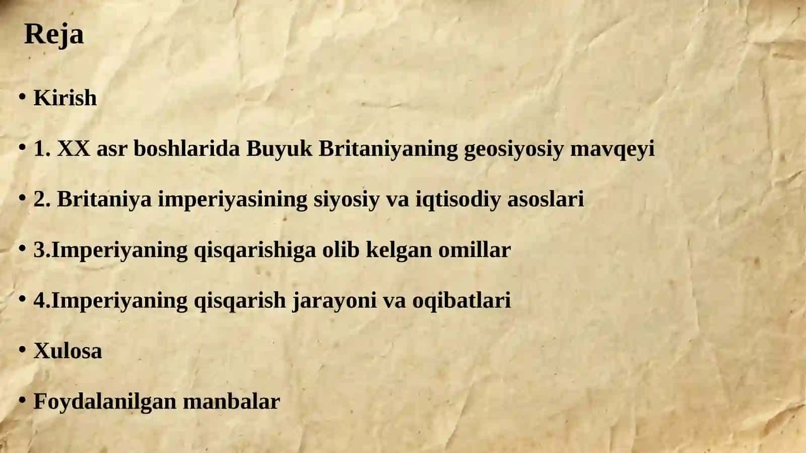 XX asr boshlarida Buyuk Britaniyaning geosiyosiy mavqeyi va imperiyaning qisqarishi 2