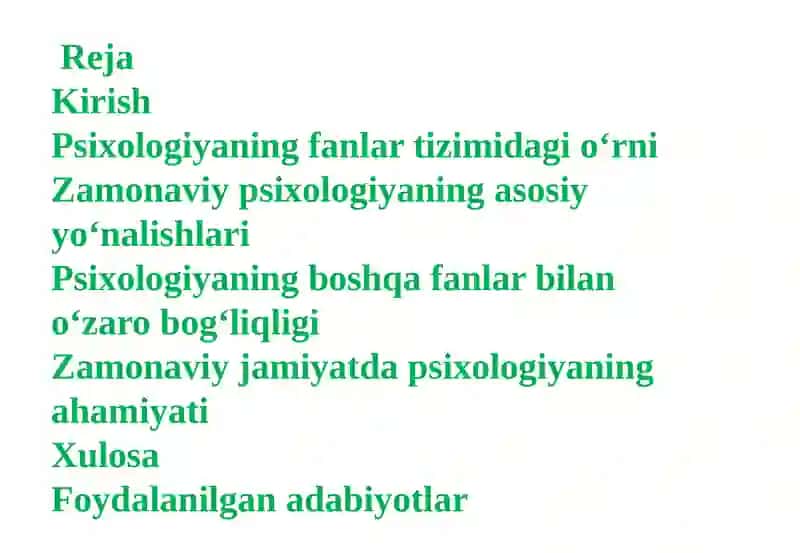 Psixologiya fanini zamonaviy fanlar tizimida tugan o'rni 2