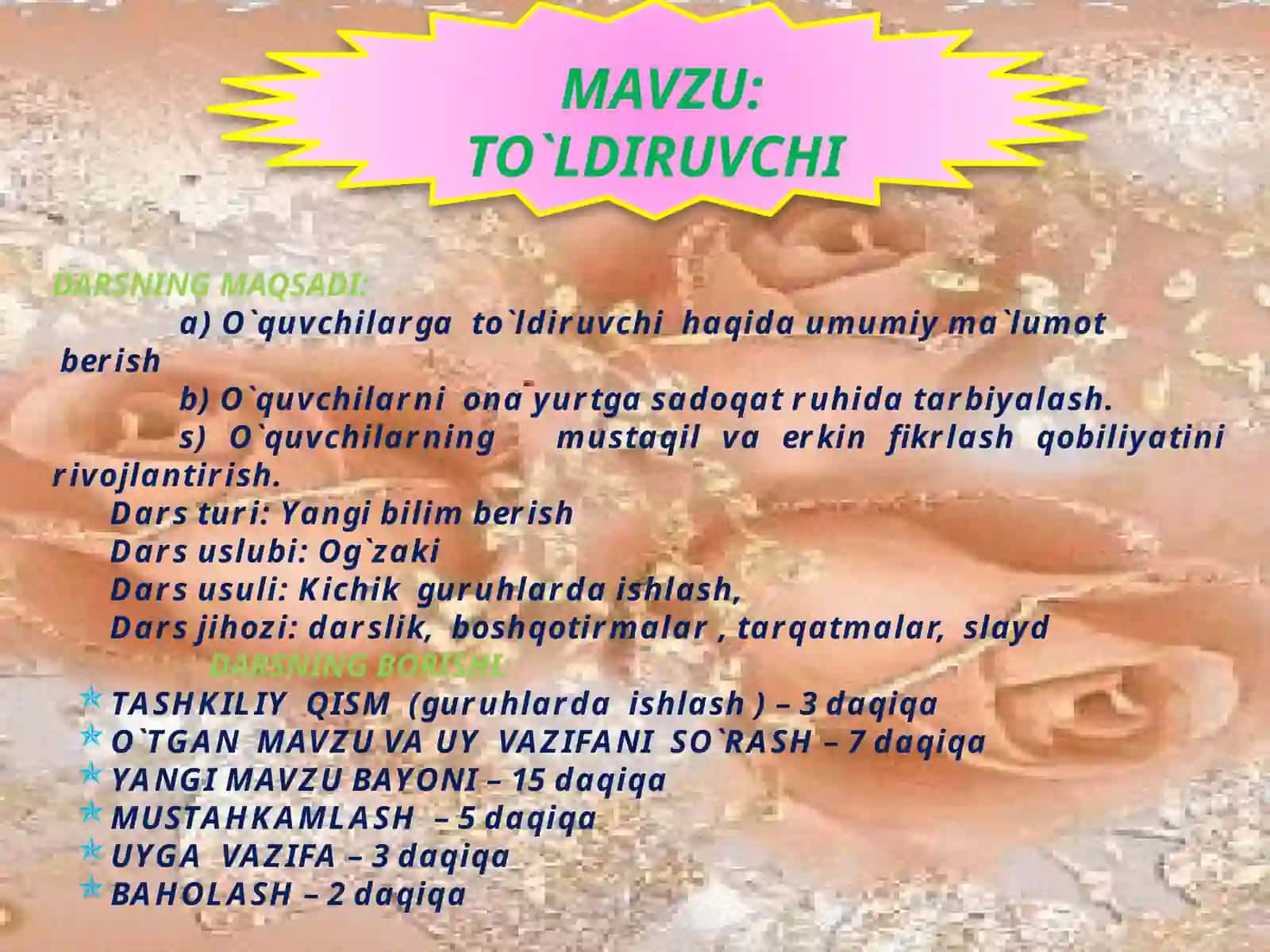 To'ldiruvchi Haqida Ma'lumot 2