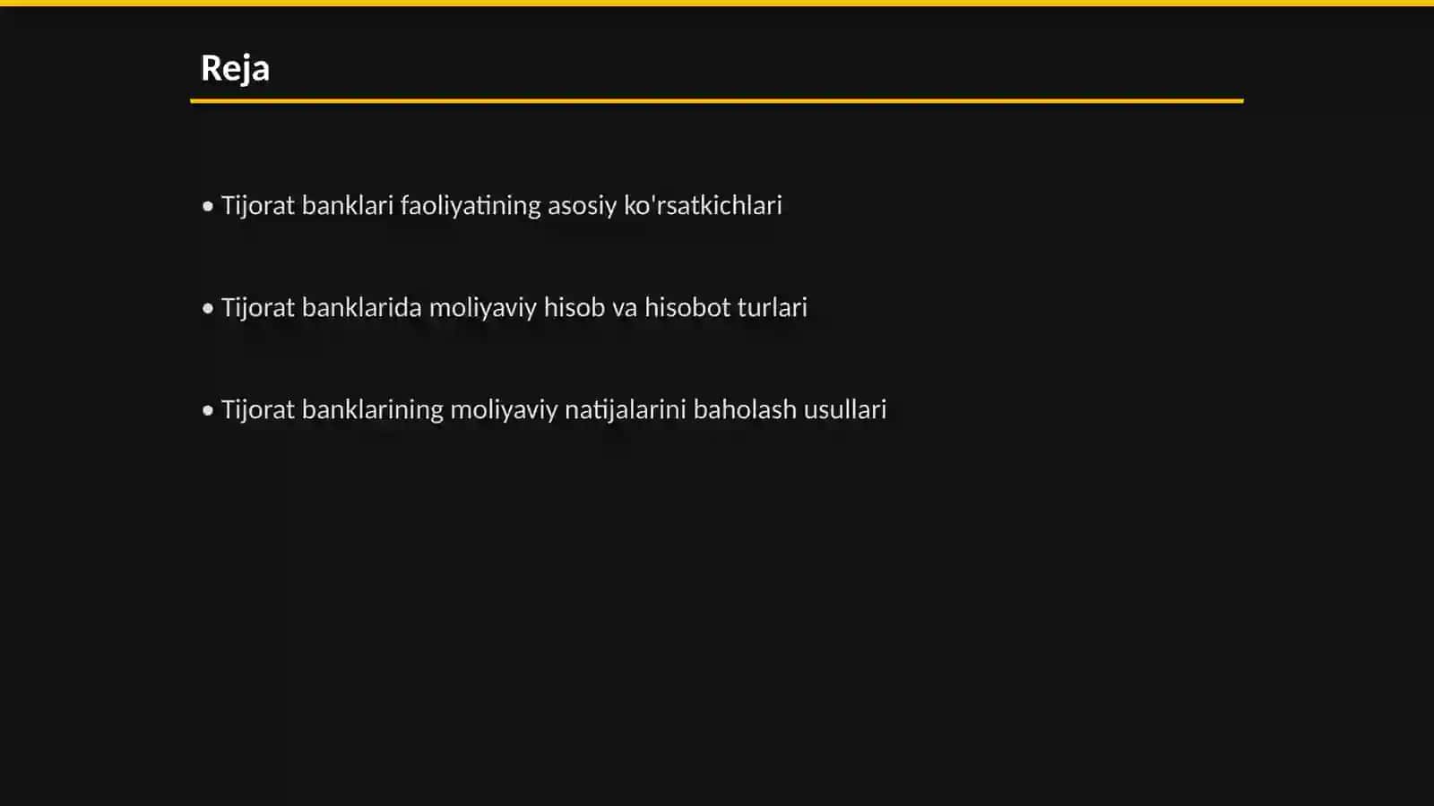 TIJORAT BANKLARI FAOLIYATI MOLIYAVIY NATIJALARNING HISOBI 2
