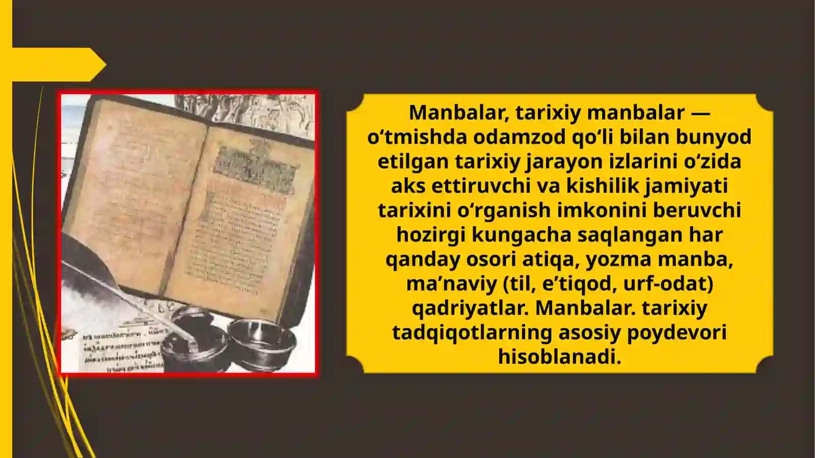 YOZMA MANBALARNING ASOSIY XILLARI 2