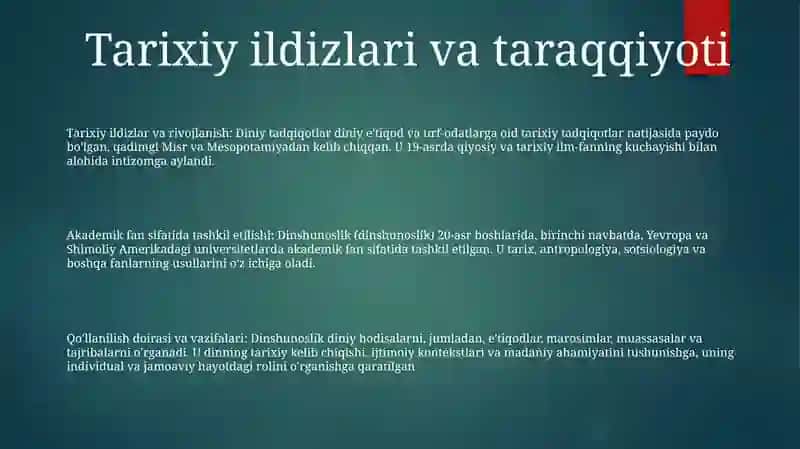 Dinshunoslikning Fan Sifatida Shakllanishi, Predmeti Funksiyalari Kategoriyalari 2