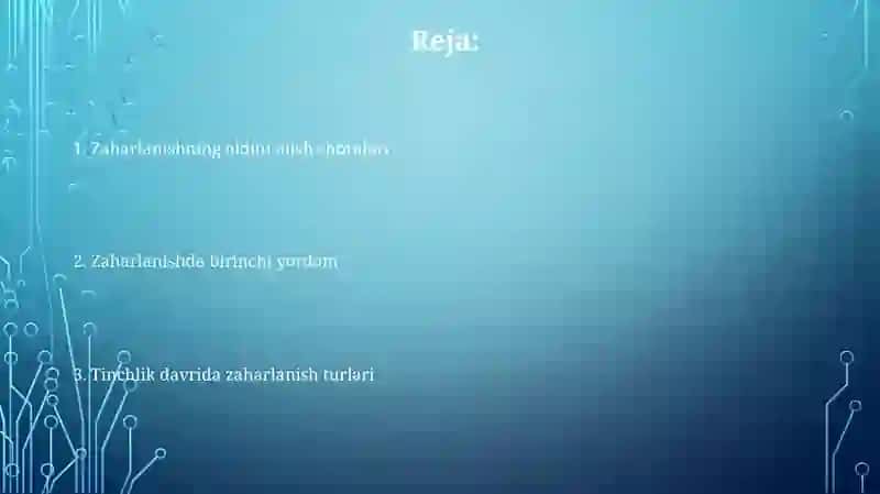 Tinchlik davrida zaharlanish 2