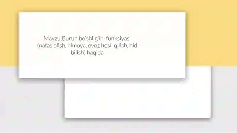 Burun bo’shlig’ini funksiyasi (nafas olish, himoya, ovoz hosil qilish, hid bilish) haqida 2