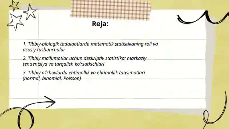 Tibbiy-biologik masalalarni yechishda matematik statistika elementlaridan foydalanish, kolleryatsion bogʻlanishlar va regressiya tenglamasi 2