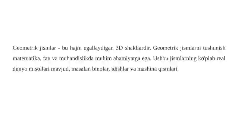 Geometrik jismlarga kirish 2