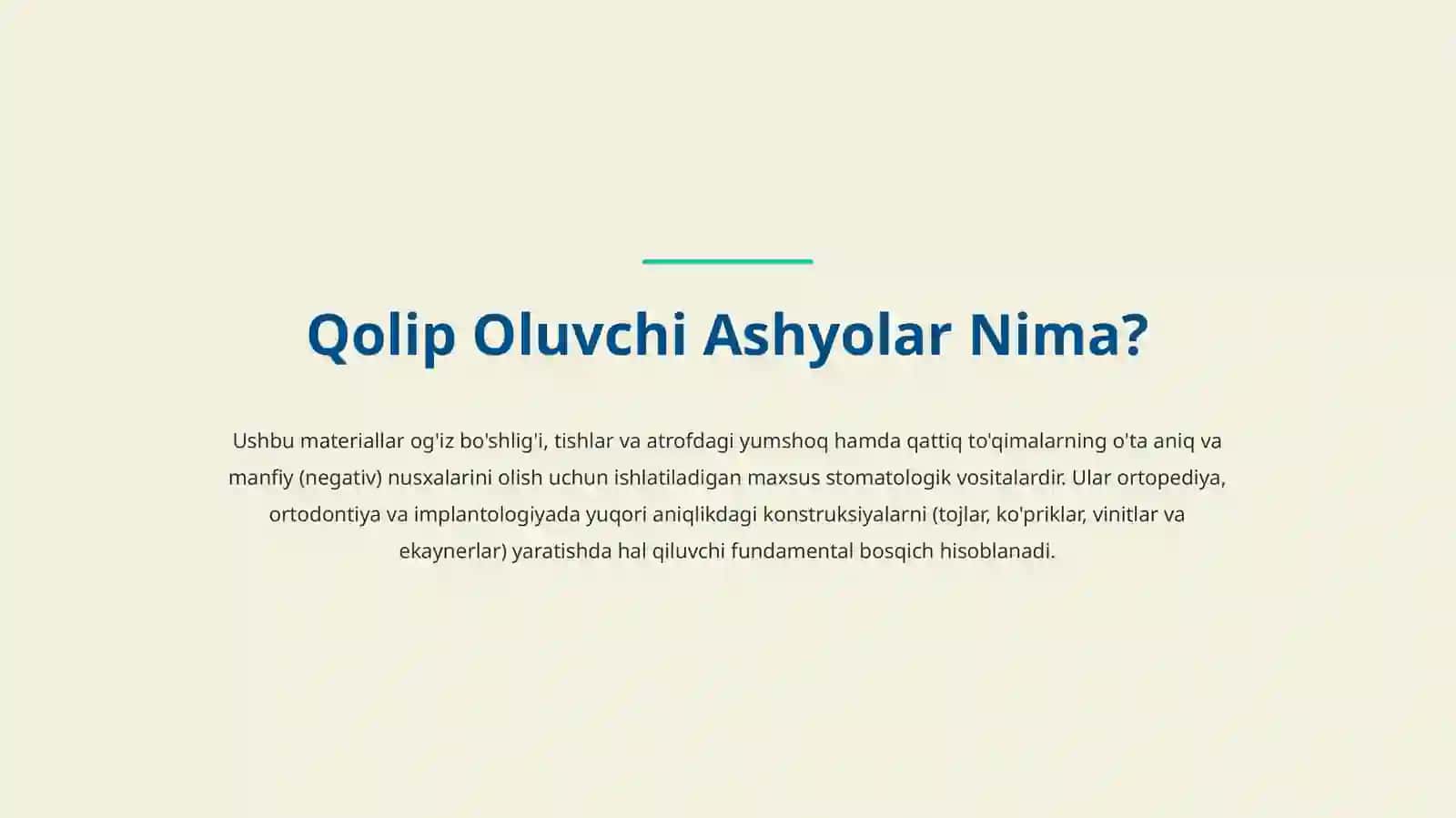 Stomatologiyada zamonaviy qolip oluvchi ashyolar 2