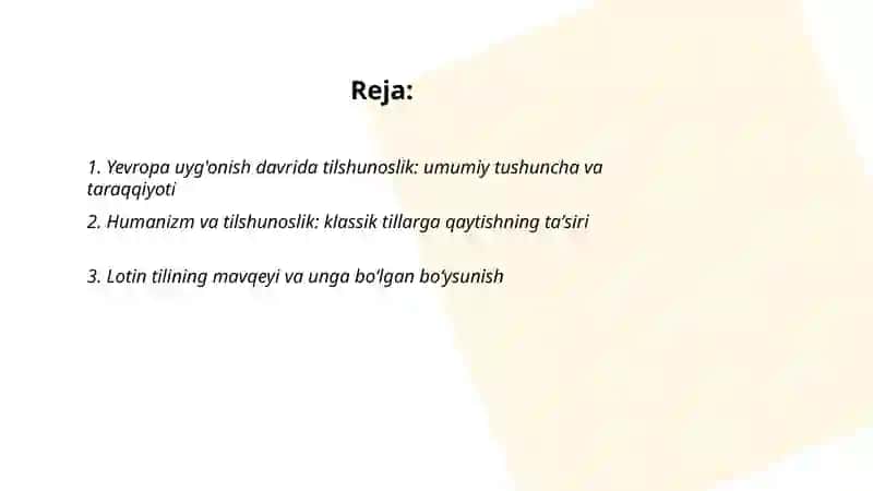 Yevropada uyg'onish davri tilshunosligi 2