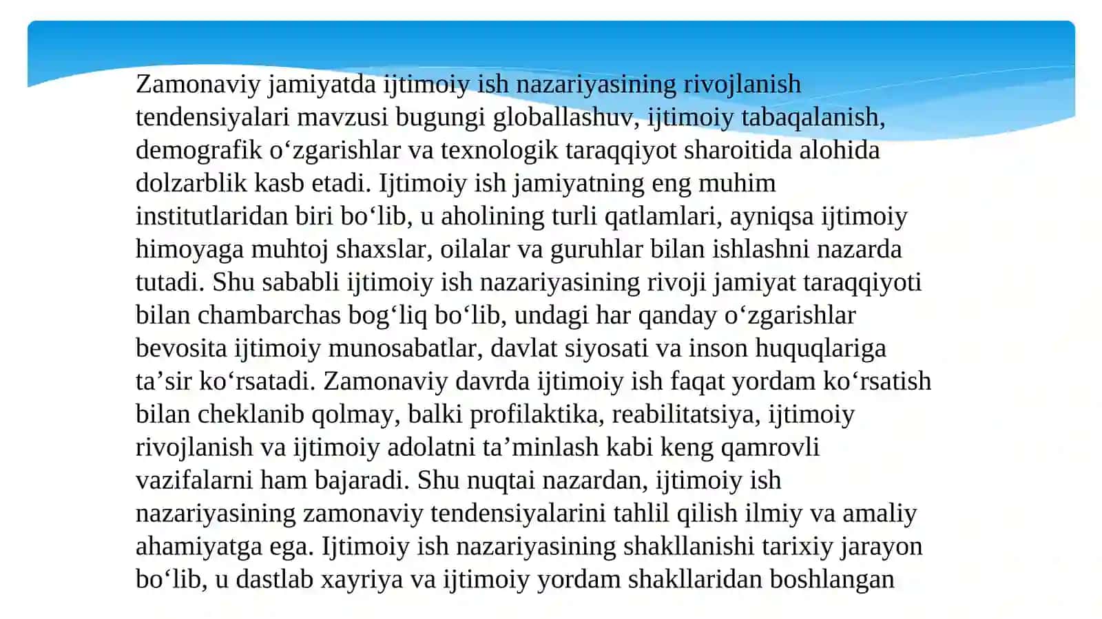 Zamonaviy jamiyatda ijtimoiy ish nazariyasining rivojlanish tendensiyalari 2